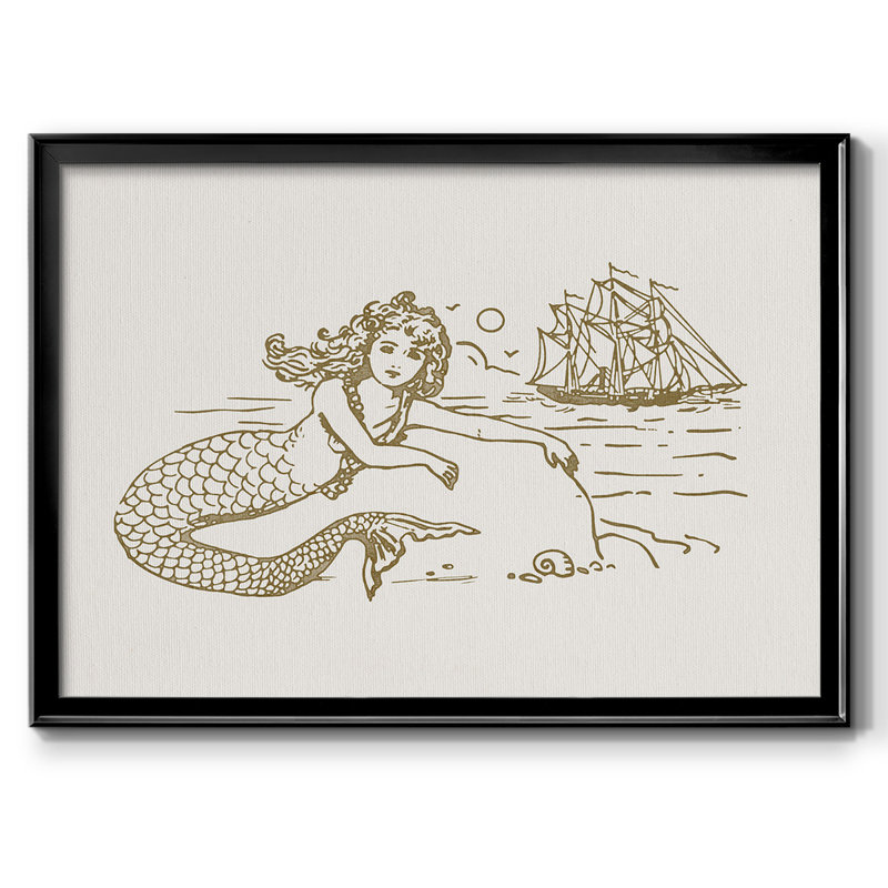 Sunning Mermaid I, reproduction d'art sur toile, H 26 po x l 38 po x P 1,5 po, Noir