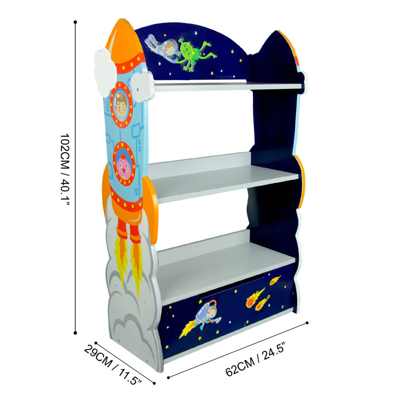 Fantasy Fields Outer Space Kids 3-Tier Bookshelf with Storage Drawer