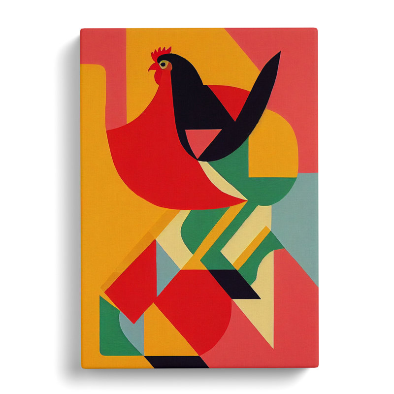 Chicken Geometric - Wrapped Canvas, 60cm H x 40cm W x 3cm D