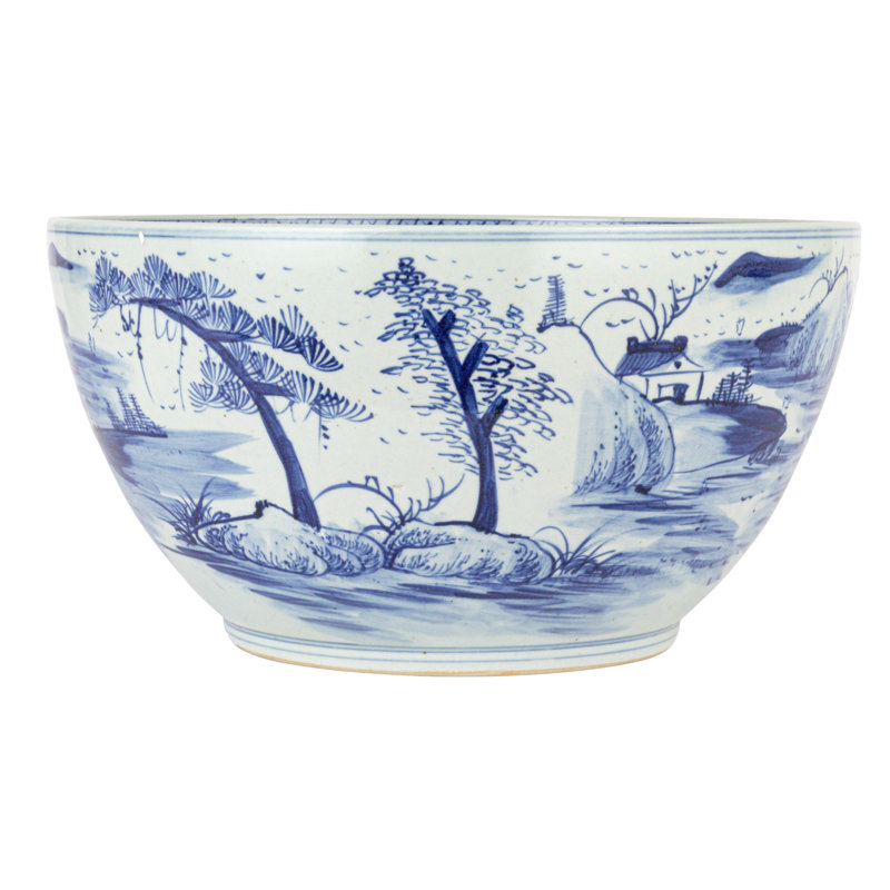 Oriental Landscape Porcelain Planter