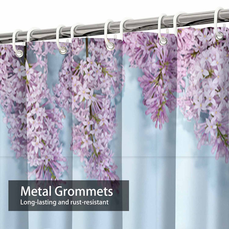Rideau de douche avec 12 crochets Lilas, L 72 po x l 72 po