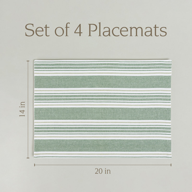  Over&Back Woven Striped Placemats, Set of 4, Green