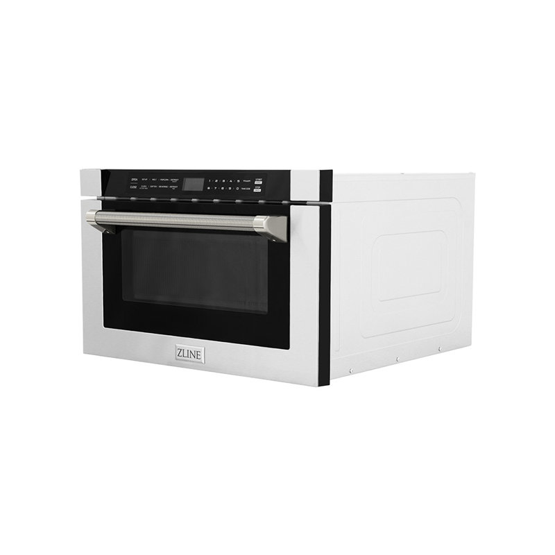 ZLINE Autograph 24 in. Microwave Drawer in Stainless Steel and Polished Nickel Helix Handle, Polished Nickel