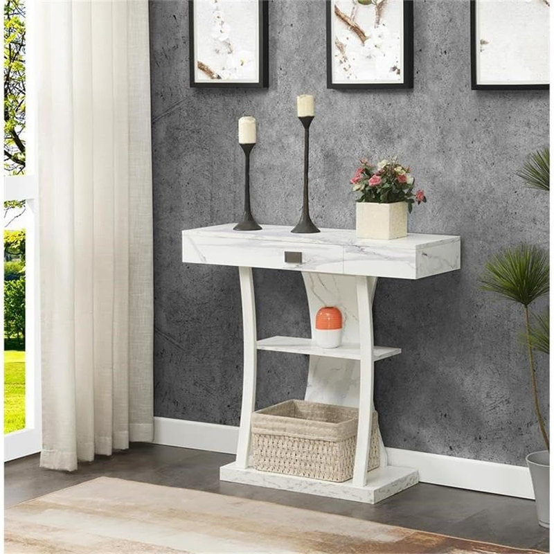  Console Newport Harri 36 po - Table de canapé moderne avec tablettes de rangement, table de hall d'entrée étroite à un tiroir