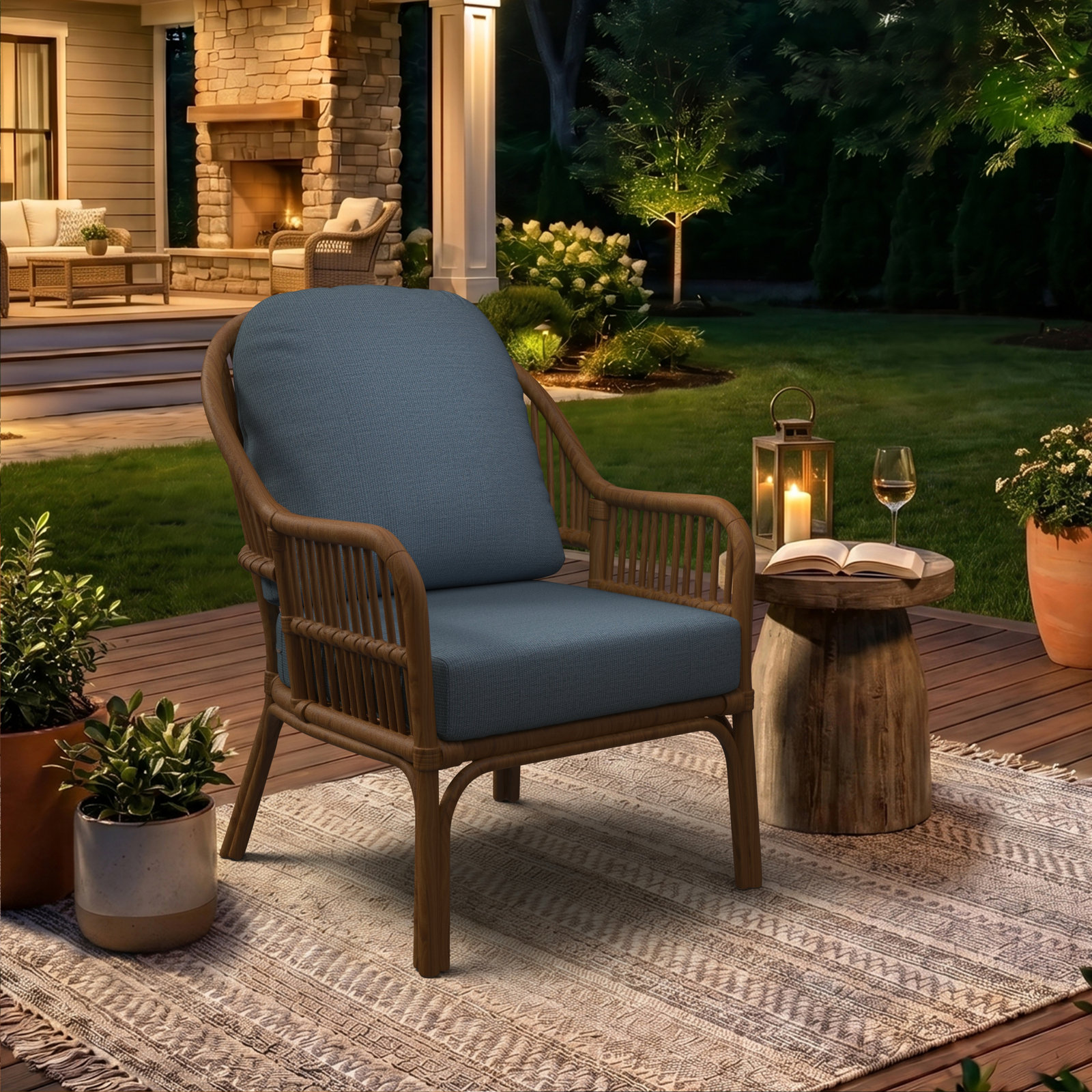Amala Outdoor Sunbrella® Seat/Back Cushion, Spectrum Denim Sunbrella®