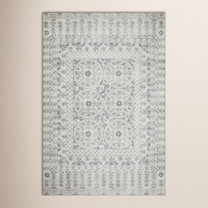 Rifle Paper Co. x Loloi Maison MAO-03 Rosette Ivory Rug, Runner 2'6" x 7'6"