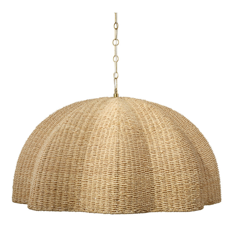 Rosemary 1-Light Natural Palm Leaf Pendant, Large, Large