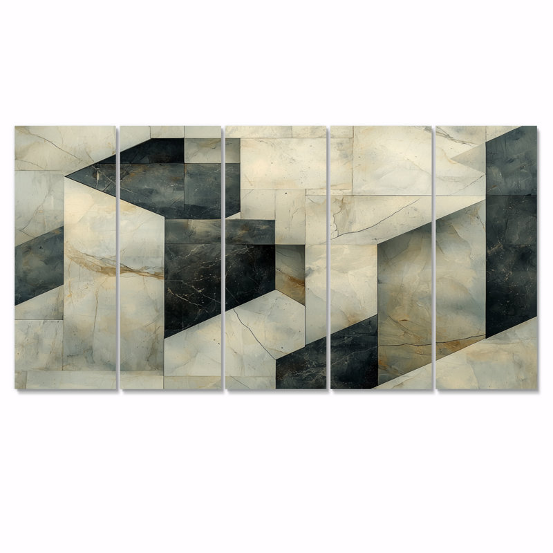 Odo - Marble Wall Art - ensemble d'art mural moderne, 5, H 32 po x l 80 po