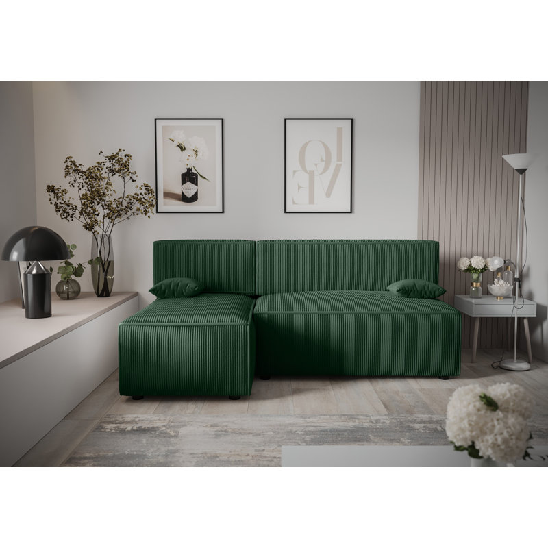 Bertwald 3 Seater Corner Sofa , Left -sided, Green