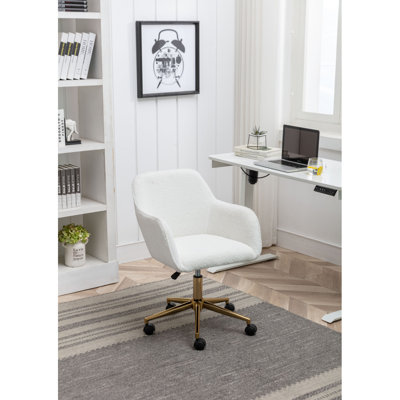 Chaise de bureau rotative à hauteur ajustable 360 ° avec pieds en métal dorés et roue universelle
