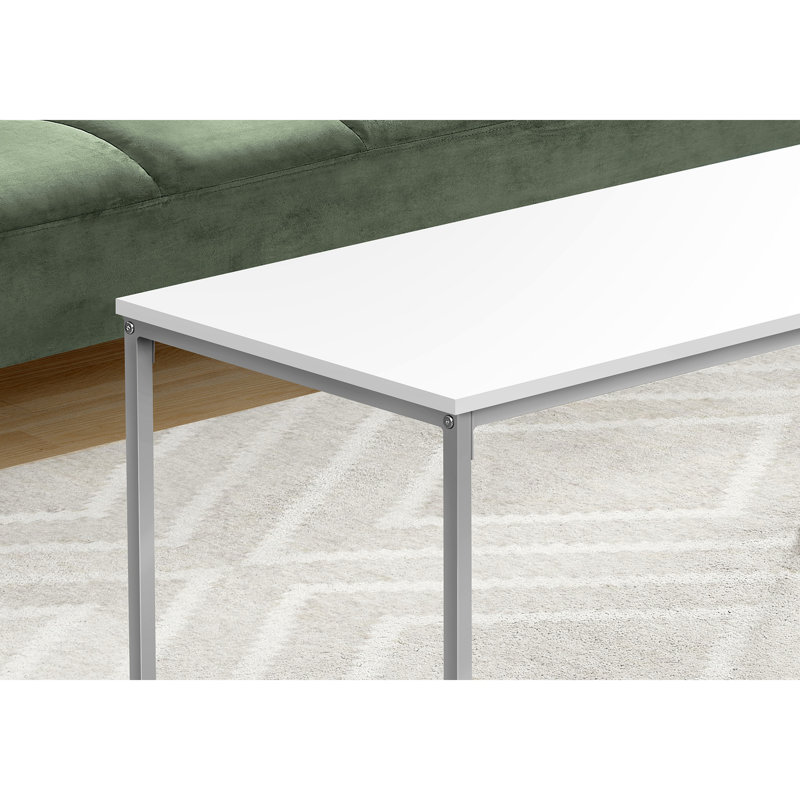 Table basse, accent, cocktail, rectangulaire, salon, stratifié L 40 po, métal, contemporain, moderne, Blanc
