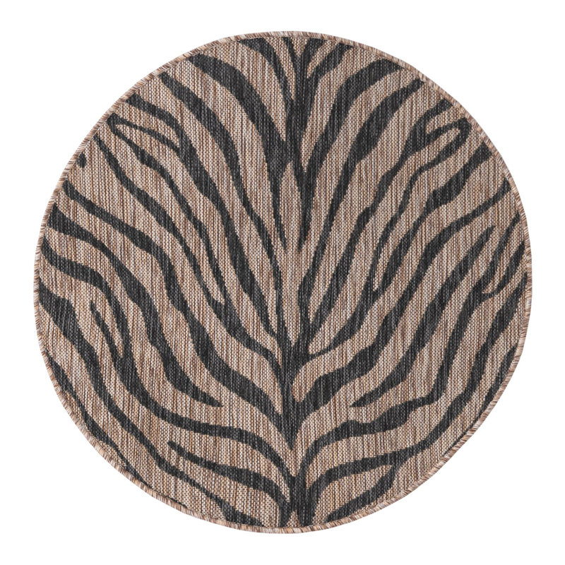 Natural Tsavo Indoor/Outdoor Safari Rug, Round 3'