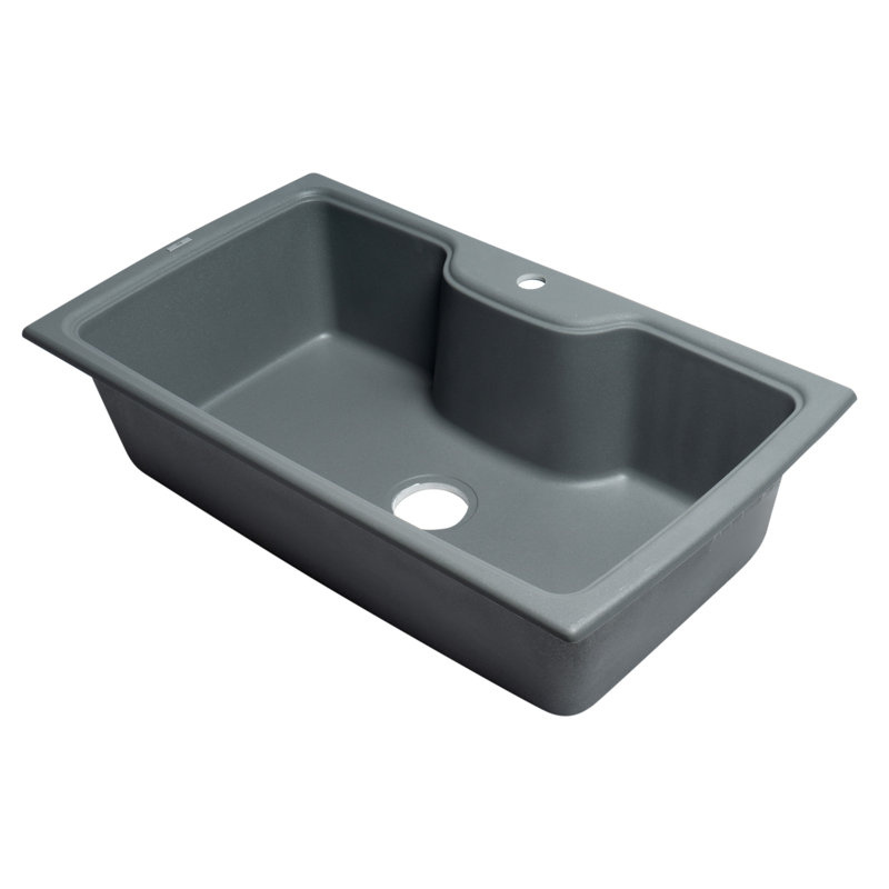 Évier de cuisine encastré en granite L 35 po x l 20 po, Titane