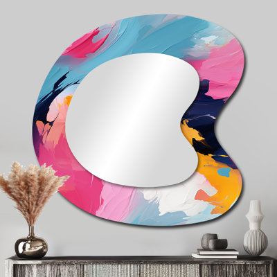 Evinson coloré peinture tourbillon Bliss - forme abstraite de forme irrégulière de miroir mural, grand miroir asymétrique moderne, art imprimé en métal