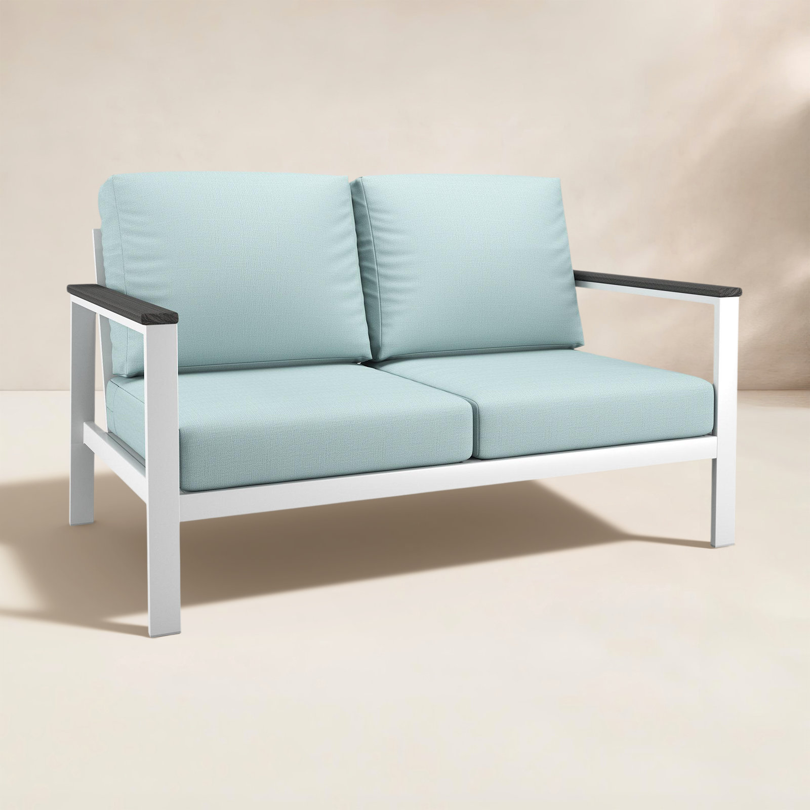 Townsend 55" Sunbrella® Patio Loveseat, Gray, Teal