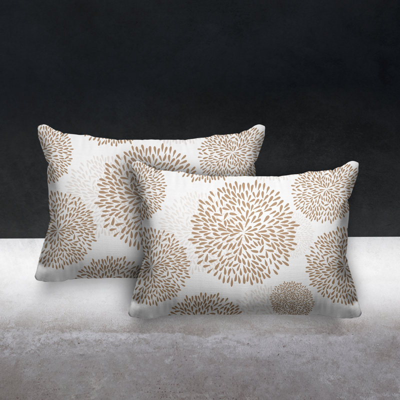 Confetti Flower Burst Indoor/Outdoor Lumbar Pillow, Beige