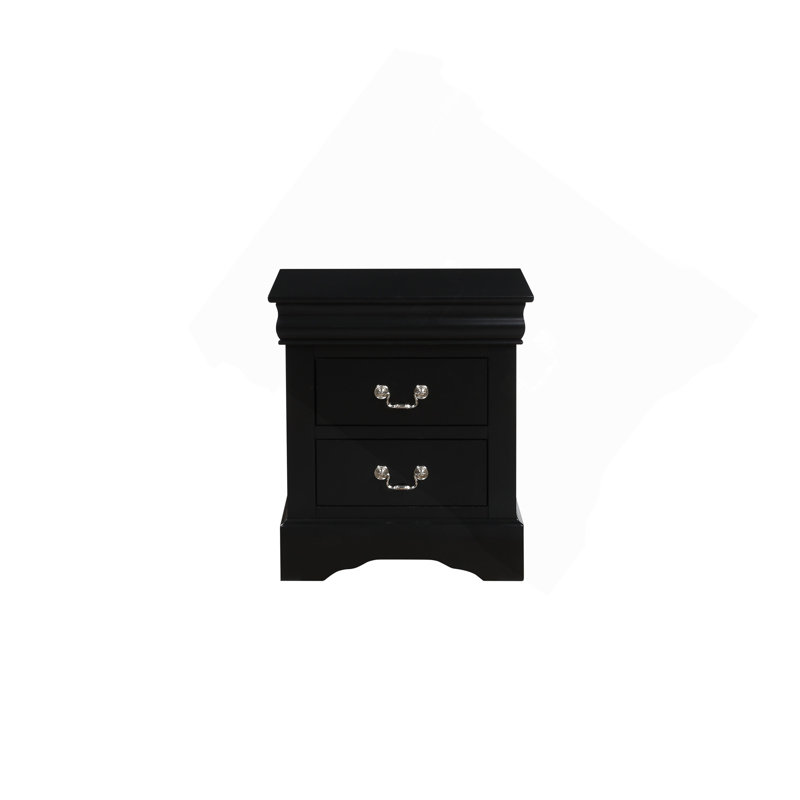 Louis Black Finish Philippe III Nightstand, Black