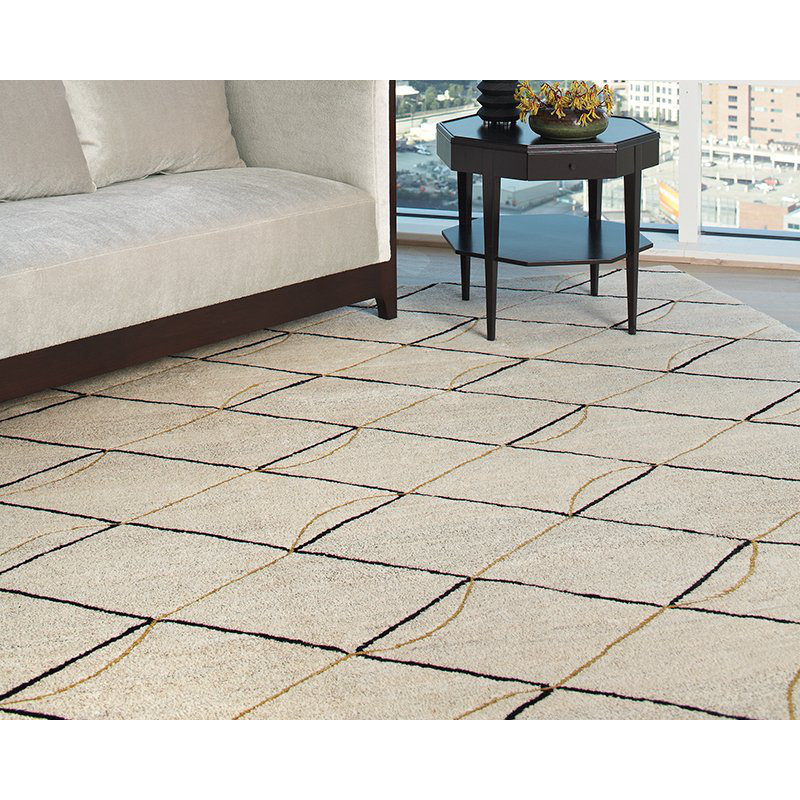 Archloop Geometric Area Rug in Black/Gold/White, Rectangle 12' x 16'