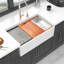Station de travail blanche Farmhouse Sink - Évier de cuisine à double cuve en céramique blanche 33 pouces