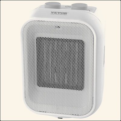 VEVOR Portable Electric Space Heater With Thermostat, 1000W/1500W 2-Level Adjustable Quiet Ceramic Heater Fan, 9 In Tip-Over Shutdown Flame-Retardant PP Small Heaters For Office Room Desk Indoor Use