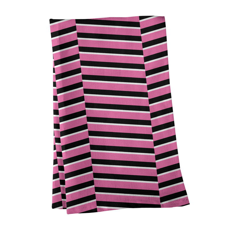Torchon à rayures fracturées, Rose/noir, Polyester sergé