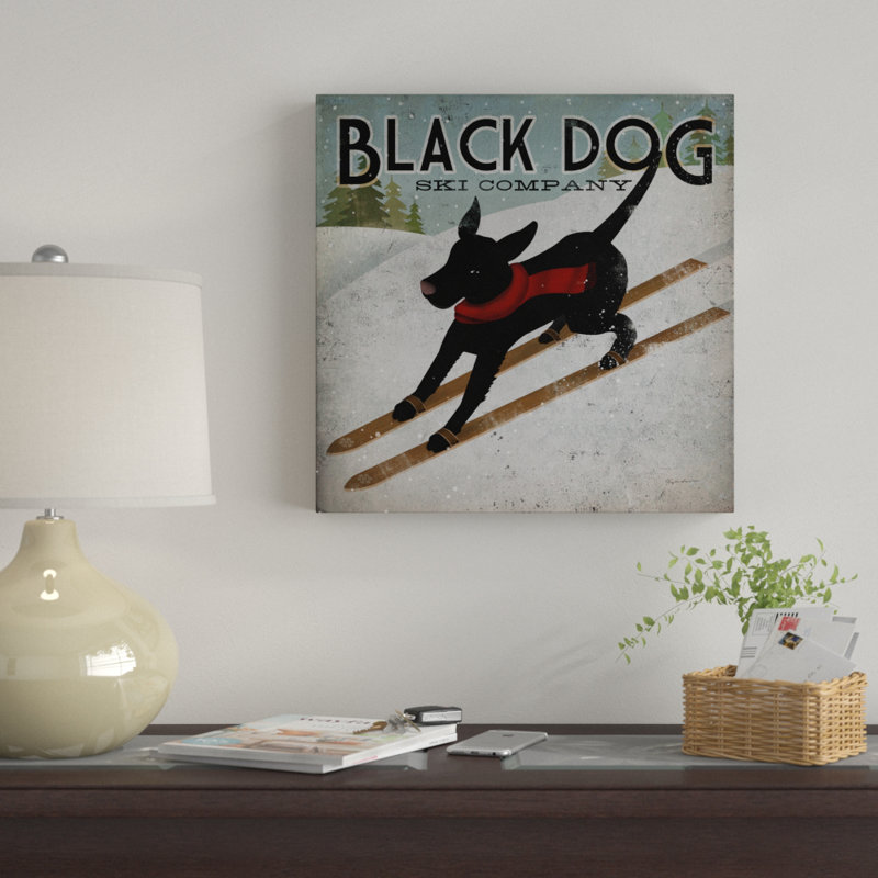 « black dog ski », reproduction d’impression sur toile tendue, H 35 po x l 35 po x P 2 po