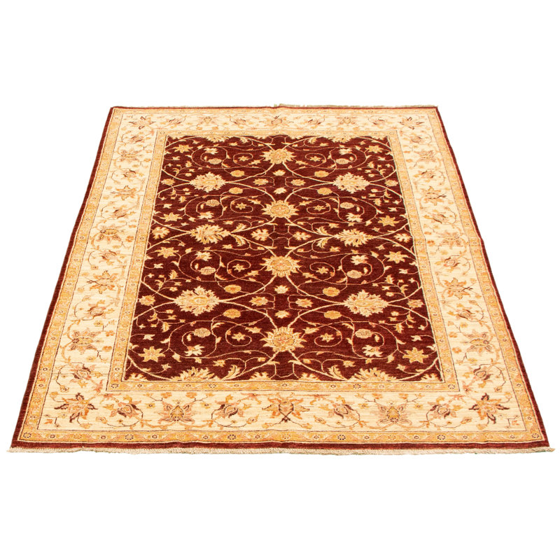 Tapis décoratif en laine noué à la main de conception unique 5 pi 5 po x 7 pi 9 po noué à la main New Age