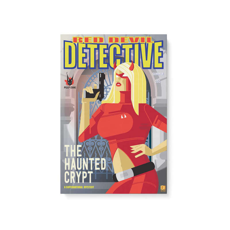 Red Devil Detective, Toile tendue, Ne s’applique pas, H 18 po x l 12 po