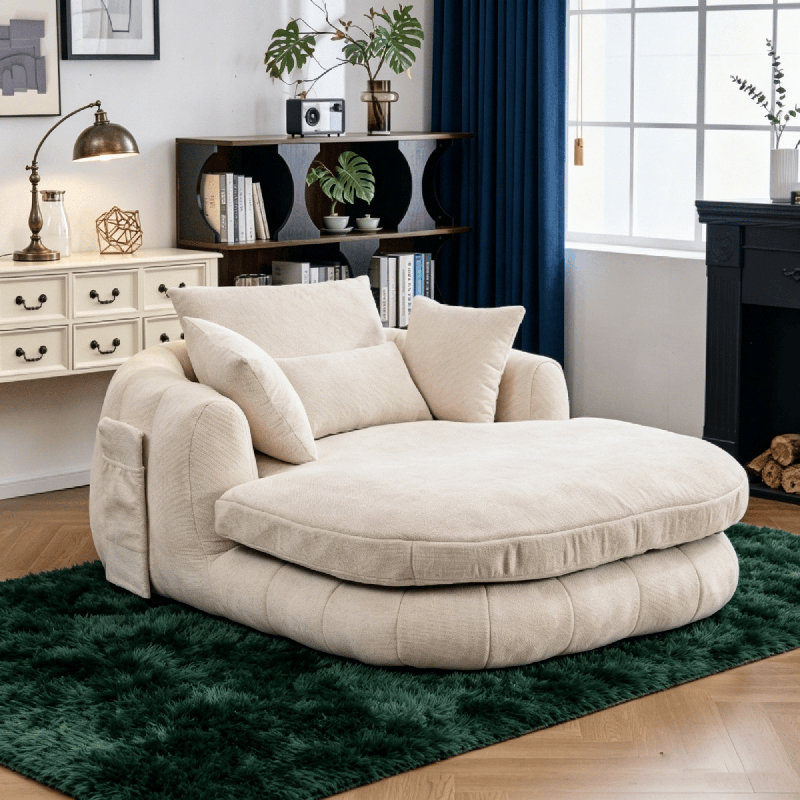 Upholstered Chaise Lounge, CSN-W5807S00003White991-1