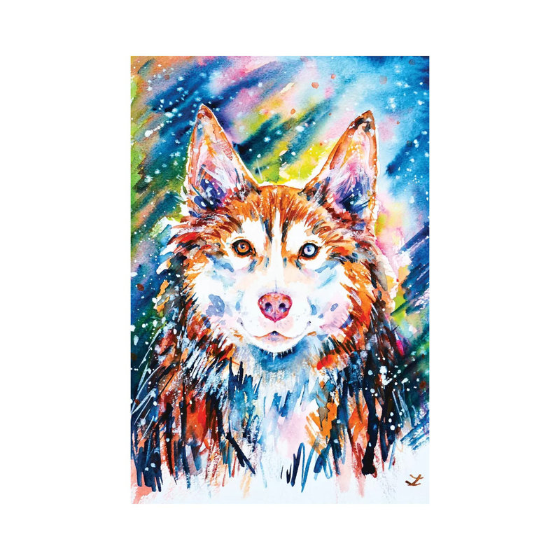 Husky by Zaira Dzhaubaeva - Wrapped Canvas Painting, 20.32 cm H x 30.48 cm W