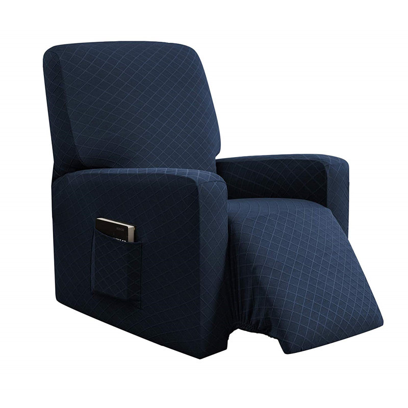 Housse pour fauteuil inclinable à coussins carrés ultra doux, Bleu foncé