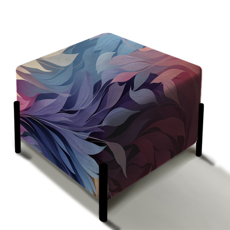 Plumes roses et bleues en ikat éthéré - repose-pieds carré abstrait