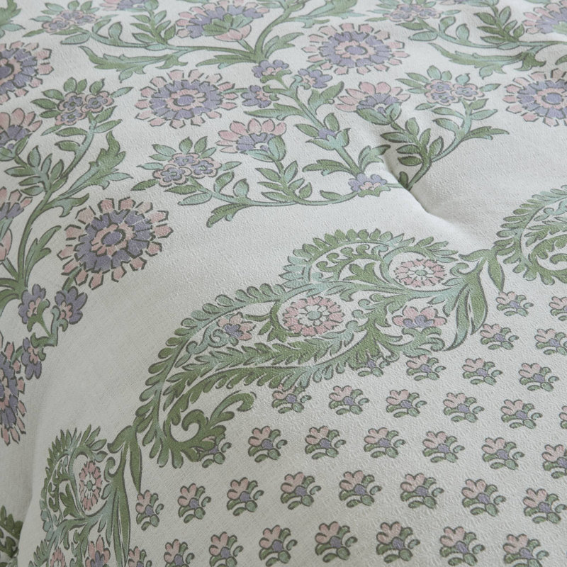 Piece Bedding Sets, Full Queen Green Cotton Blend Floral, Vintage Bedroom