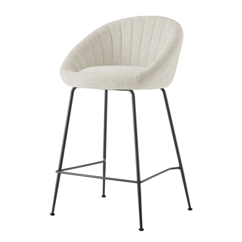 Abey Upholstered Counter Stool, Polyester-Ivory
