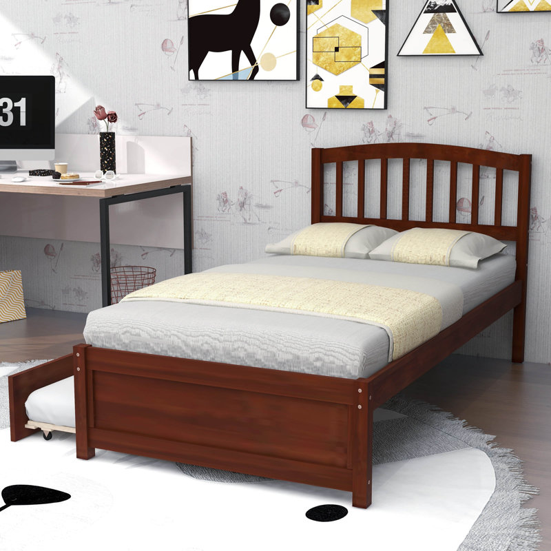 Twin Platform Bed with Trundle, Walnut