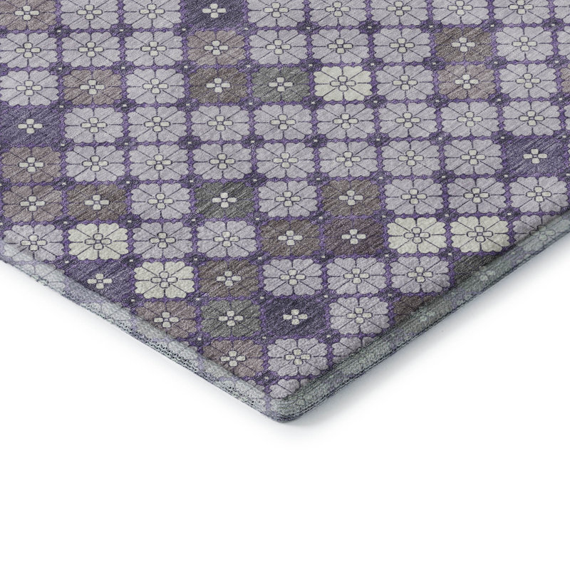 Tapis géométrique de qualité supérieure lavable à la machine Ashington AMF1837, Rectangulaire 8 pi x 10 pi