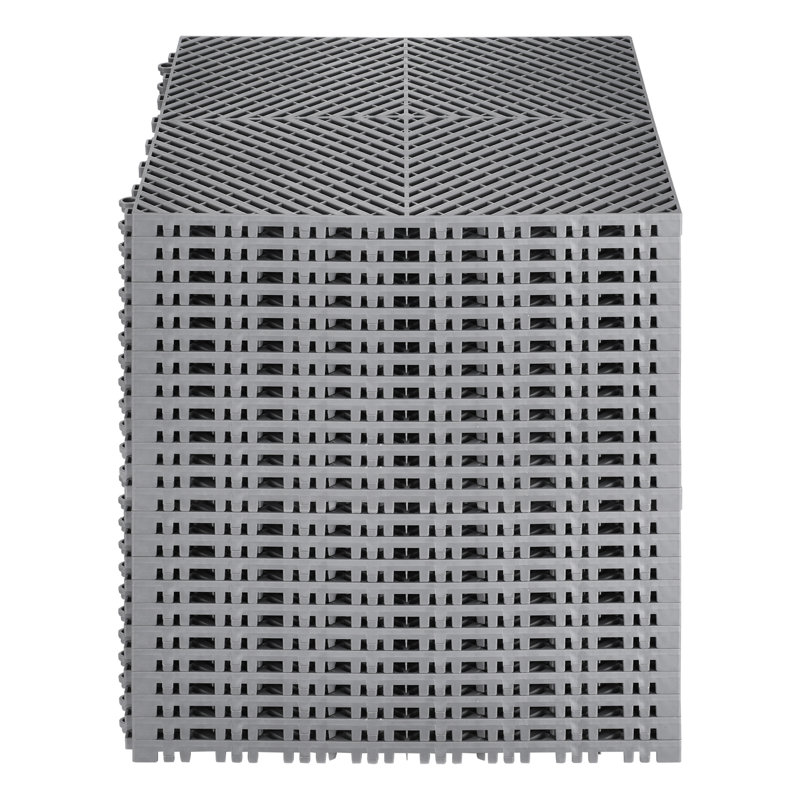 Interlocking Drainage Mat, Modular Interlocking Cushion Durable PP, 15.7" L x 15.7" W, Gray