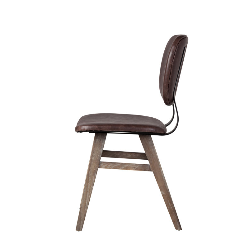 Bensonhurst 19'' H Genuine Leather Upholstered Side Chair