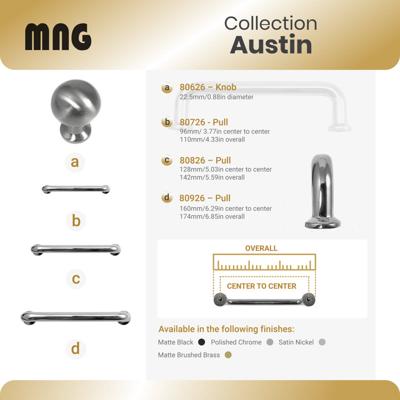 Bar / Handle Pull, Matte Brushed Brass, 5-3/64"