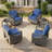 All-Weather Outdoor Modern Iron Armrests Multiple Chairs Set With Side Table-821821202