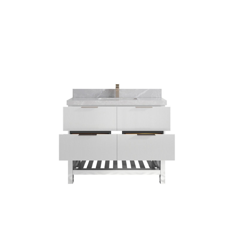 Meuble-lavabo simple 42 po avec plateau en quartz Catalina