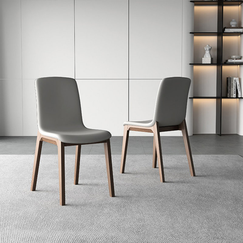 Chaise d'appoint à dossier solide gris et brun (ensemble de 2)