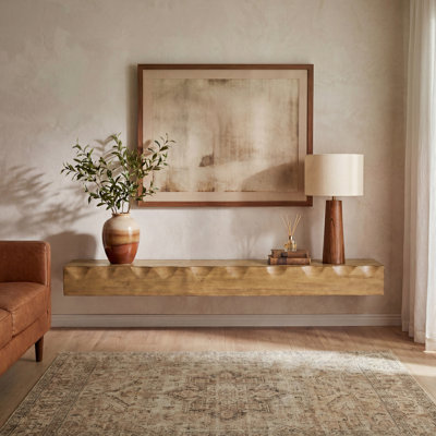 63-Inch Solid Wood Floating Mount Entertainment Wall