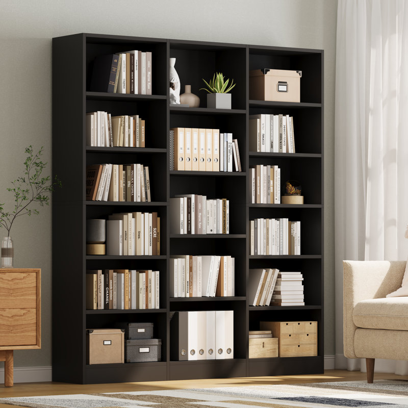74-Inch Tall Display Bookcase with 6-Tier Shelves for Organized Storage, Black