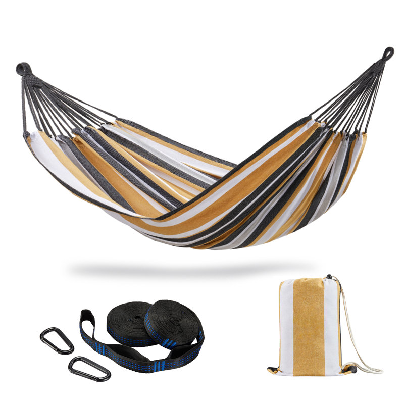 Double hamac avec sangles d'arbre, hamac pour 2 personnes pour patio extérieur et intérieur, capacité de poids de 450 lb