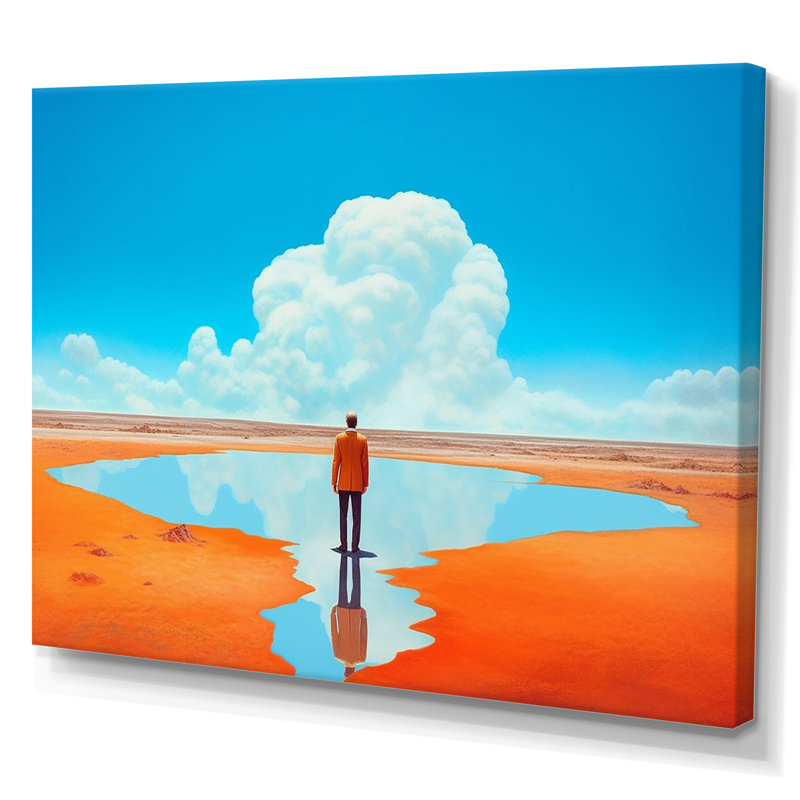 «Alone In Mysterious Desert Lake», reproduction sur toile, H 34 po x l 44 po x P 1,5 po, Toile tendue