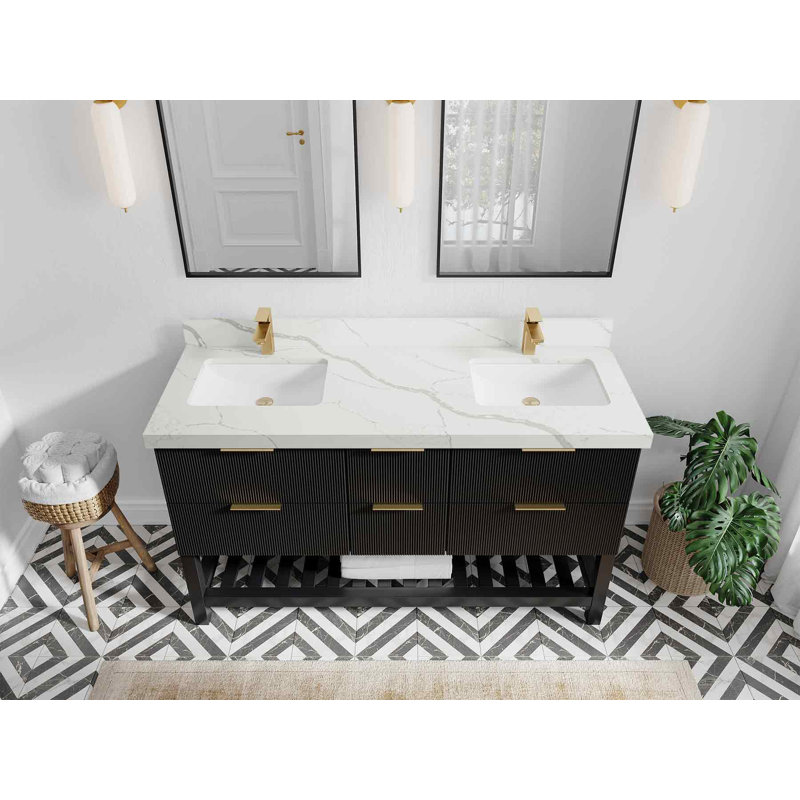 Ensemble de meuble-lavabo simple 48 po Chayil, Calacatta Laza
