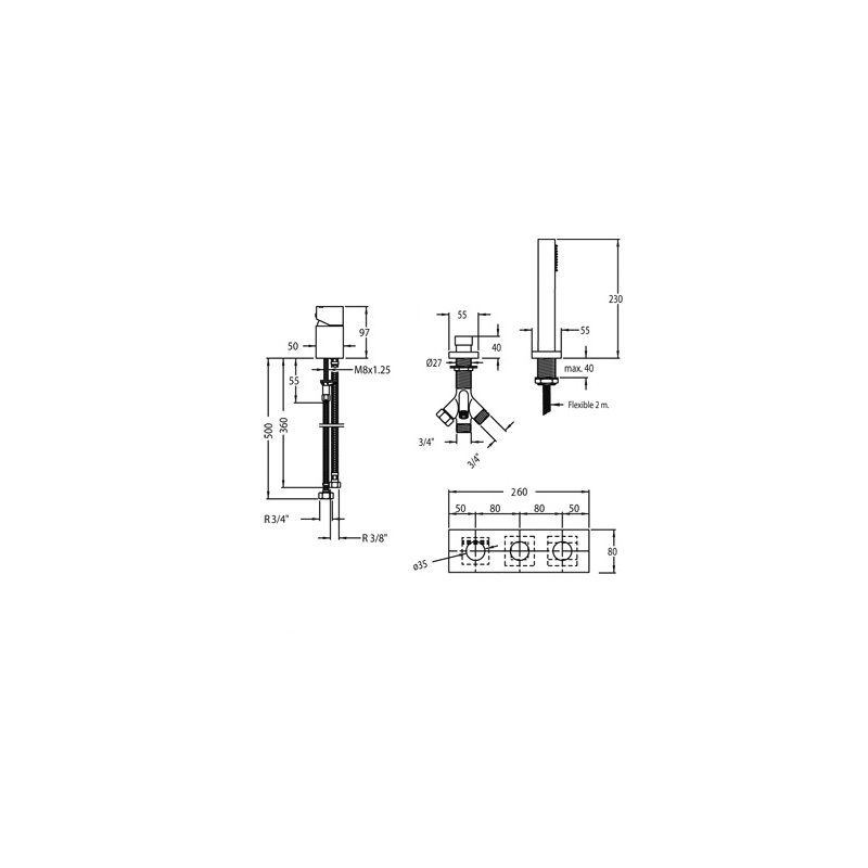 Shirl Deck Tub Spout Bath Filler