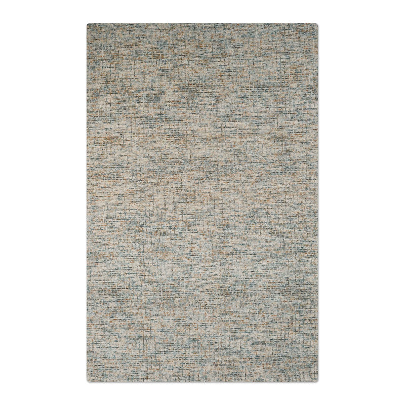 Tapis d'intérieur rectangulaire en laine bleu beige, fait main, uni, tufté à la main, Rectangle de 5 pi x 8 pi
