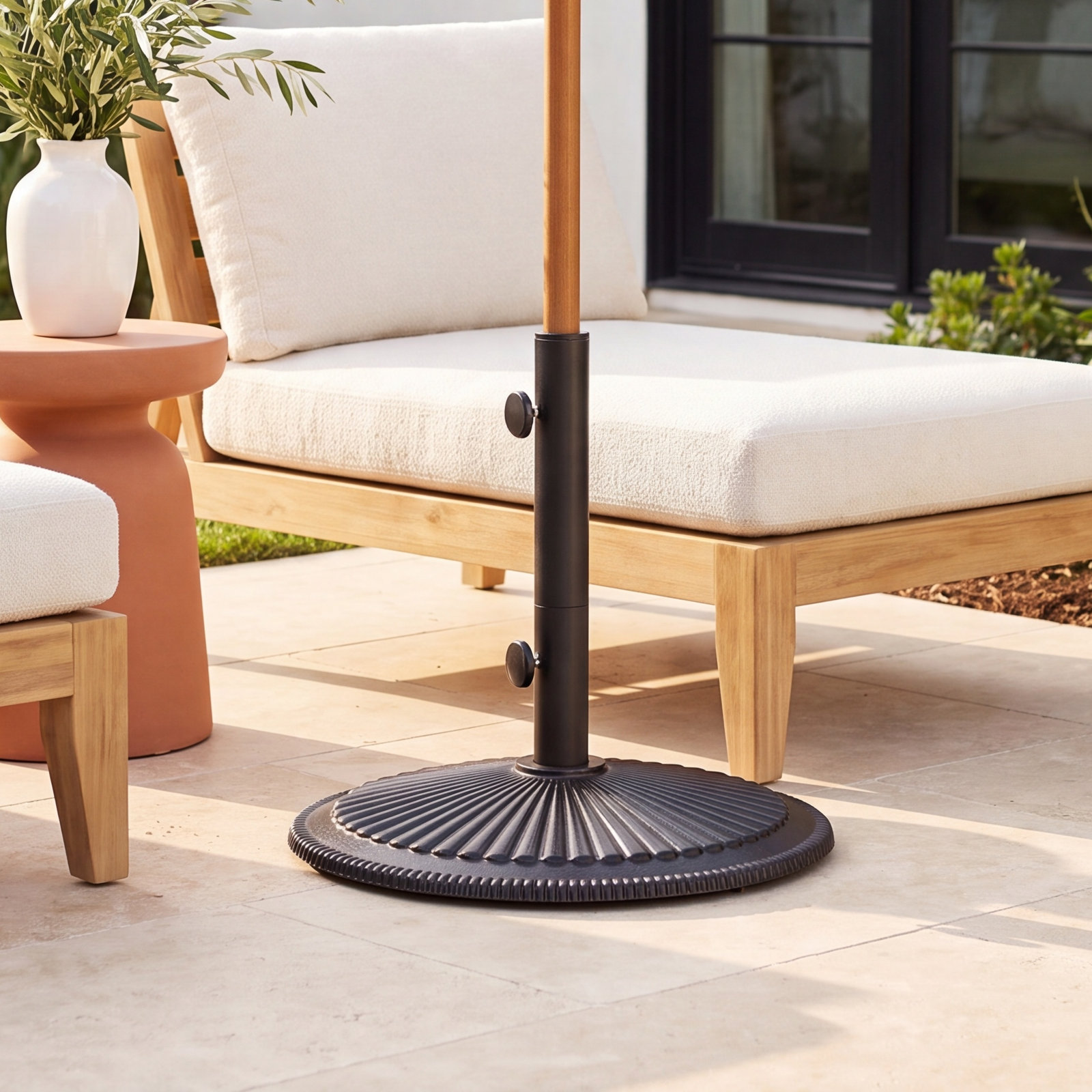 Cast Iron Free-Standing Umbrella Base, Canvas Black Sunbrella® Canvas